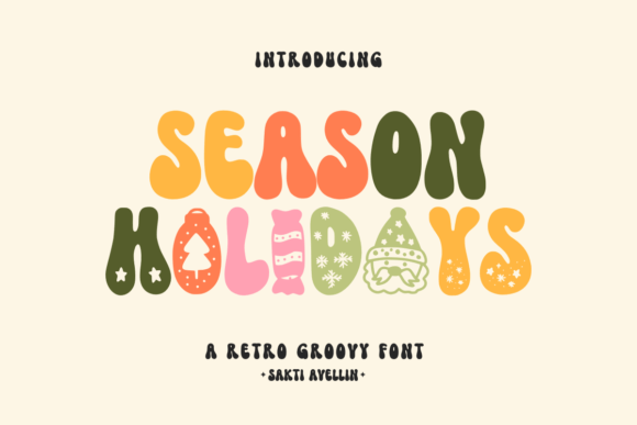 Season Holidays: A Retro Groovy Font for Festive Designs